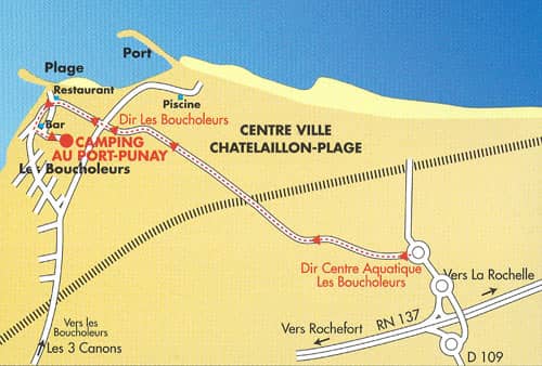 Acces map to the camping Au Port Punay